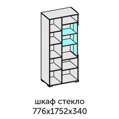 Аллегро-10 Шкаф 2дв. (со стеклом) (дуб крафт золотой-камень темный) в Каменске-Уральском - kamensk-uralskiy.mebel24.online | фото 2