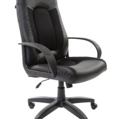 Кресло офисное BRABIX "Strike EX-525" (экокожа черная, ткань черная) 531381 в Каменске-Уральском - kamensk-uralskiy.mebel24.online | фото