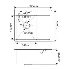 Мойка HD5851L MELANA ProfLine 3,0/200 САТИН врезная прямоугольная с коландером HD5851L в Каменске-Уральском - kamensk-uralskiy.mebel24.online | фото 2