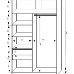 Шкаф-купе 1400 серии SOFT D1+D3+B2+PL1 (2 ящика+1штанга) профиль «Графит» в Каменске-Уральском - kamensk-uralskiy.mebel24.online | фото 3