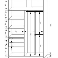 Шкаф-купе 1400 серии SOFT D8+D2+B2+PL4 (2 ящика+F обр.штанга) профиль «Графит» в Каменске-Уральском - kamensk-uralskiy.mebel24.online | фото 3