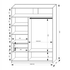 Шкаф-купе 1500 серии NEW CLASSIC K2+K2+B2+PL2(2 ящика+1 штанга+1 полка) профиль «Капучино» в Каменске-Уральском - kamensk-uralskiy.mebel24.online | фото 3