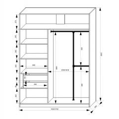 Шкаф-купе 1500 серии NEW CLASSIC K4+K4+B2+PL4 (2 ящика+F обр. штанга) профиль «Капучино» в Каменске-Уральском - kamensk-uralskiy.mebel24.online | фото 3