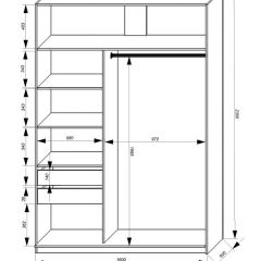 Шкаф-купе 1600 серии SOFT D1+D3+B2+PL1 (2 ящика+1штанга) профиль «Графит» в Каменске-Уральском - kamensk-uralskiy.mebel24.online | фото 4