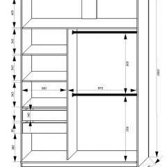 Шкаф-купе 1600 серии SOFT D8+D2+B2+PL4 (2 ящика+F обр.штанга) профиль «Графит» в Каменске-Уральском - kamensk-uralskiy.mebel24.online | фото 2