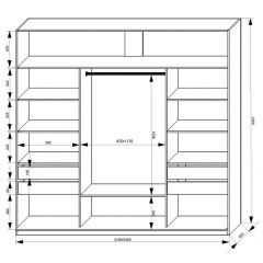 Шкаф-купе 2100 серии SOFT D2+D7+D3+B22+PL2 (по 2 ящика лев/прав+1штанга+1полка) профиль «Графит» в Каменске-Уральском - kamensk-uralskiy.mebel24.online | фото 3