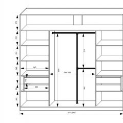 Шкаф-купе 2150 серии NEW CLASSIC K4+K4+K4+B22+PL4(по 2 ящика лев/прав+F обр.штанга) профиль «Капучино» в Каменске-Уральском - kamensk-uralskiy.mebel24.online | фото 3