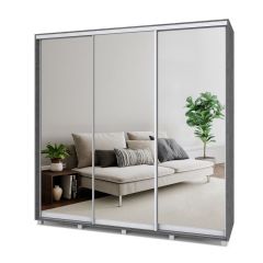 МАРТИН Шкаф-купе с зеркалами Камень темный (2200*450) М423 в Каменске-Уральском - kamensk-uralskiy.mebel24.online | фото