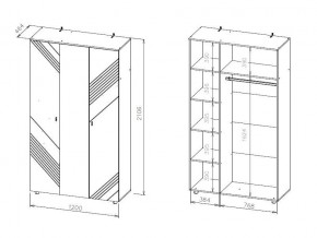 БАЙКАЛ Шкаф трехстворчатый (Графит/Дуб золотой) в Каменске-Уральском - kamensk-uralskiy.mebel24.online | фото 3