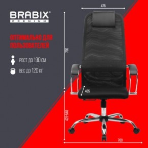 Кресло BRABIX PREMIUM "Ultimate EX-800" хром, плотная двойная сетка Х2, черное, 532911 в Каменске-Уральском - kamensk-uralskiy.mebel24.online | фото 6