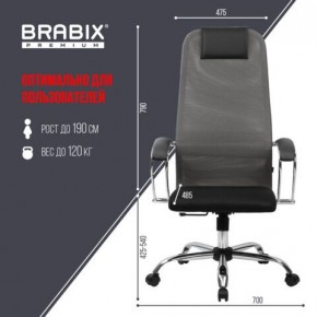 Кресло офисное BRABIX PREMIUM "Ultimate EX-800" хром, плотная двойная сетка Х2, черное/серое, 532912 в Каменске-Уральском - kamensk-uralskiy.mebel24.online | фото 3