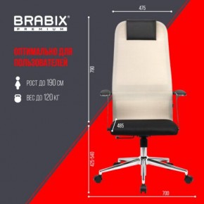 Кресло офисное BRABIX PREMIUM "Ultimate EX-801" хром, плотная двойная сетка Х2, черное/бежевое, 532919 в Каменске-Уральском - kamensk-uralskiy.mebel24.online | фото 6