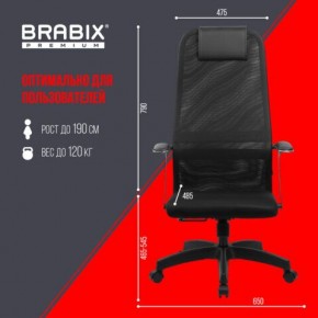 Кресло офисное BRABIX PREMIUM "Ultimate EX-801" пластик, плотная двойная сетка Х2, черное, 532922 в Каменске-Уральском - kamensk-uralskiy.mebel24.online | фото 5