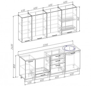 Кухонный гарнитур Латте 2200 (Стол. 26мм) в Каменске-Уральском - kamensk-uralskiy.mebel24.online | фото 2