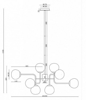 Люстра на штанге Maytoni Erich MOD221-PL-12-G в Каменске-Уральском - kamensk-uralskiy.mebel24.online | фото 3