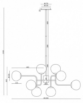 Люстра на штанге Maytoni Erich MOD221-PL-12-N в Каменске-Уральском - kamensk-uralskiy.mebel24.online | фото 3