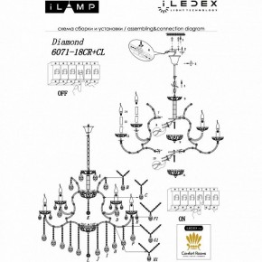 Подвесная люстра iLamp Diamond 6071-18 CR+CL в Каменске-Уральском - kamensk-uralskiy.mebel24.online | фото 2