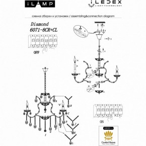 Подвесная люстра iLamp Diamond 6071-8 CR+CL в Каменске-Уральском - kamensk-uralskiy.mebel24.online | фото 2