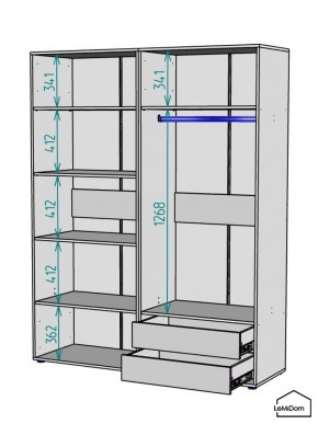 Шкаф Linnea MHR-4PO-2 2050х1600х510 (Белый-М 11.1.2) в Каменске-Уральском - kamensk-uralskiy.mebel24.online | фото 3