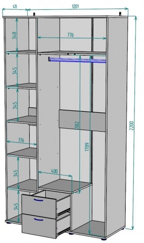 Шкаф Ольга H54 в Каменске-Уральском - kamensk-uralskiy.mebel24.online | фото 2