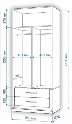 Шкаф платяной Нобиле Пл-95/60 в Каменске-Уральском - kamensk-uralskiy.mebel24.online | фото 2