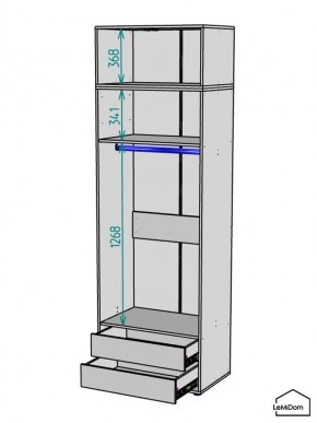 Шкаф с антресолью Linnea MHR-2A-3 2450х800х510 (ДВ-М 11.1.25) в Каменске-Уральском - kamensk-uralskiy.mebel24.online | фото 3