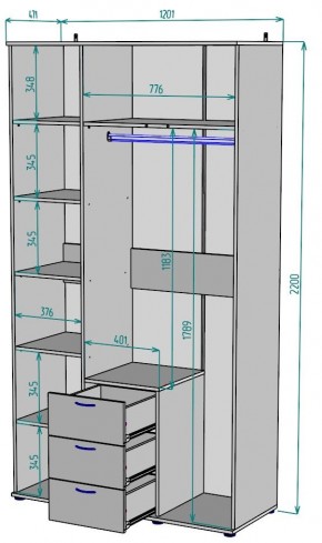 Шкаф с зеркалом Ольга H57_M в Каменске-Уральском - kamensk-uralskiy.mebel24.online | фото 2