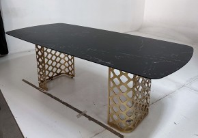 Стол CHIAVARI 220 KL-116 Черный мрамор матовый, итальянская керамика / бронзовый, ®DISAUR в Каменске-Уральском - kamensk-uralskiy.mebel24.online | фото 4