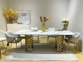Стол CHIAVARI 220 KL-188 Контрастный мрамор матовый, итальянская керамика / Шампань, ®DISAUR в Каменске-Уральском - kamensk-uralskiy.mebel24.online | фото 2