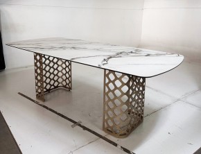 Стол CHIAVARI 220 KL-188 Контрастный мрамор матовый, итальянская керамика / Шампань, ®DISAUR в Каменске-Уральском - kamensk-uralskiy.mebel24.online | фото 6