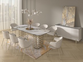 Стол CHIAVARI 220 KL-188 Контрастный мрамор матовый, итальянская керамика / Шампань, ®DISAUR в Каменске-Уральском - kamensk-uralskiy.mebel24.online | фото 9