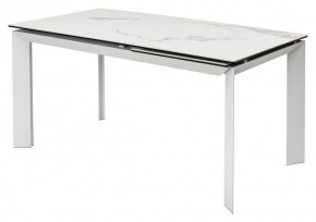 Стол CREMONA 140 HIGH GLOSS STATUARIO Белый мрамор глянцевый, керамика/ белый каркас, ®DISAUR в Каменске-Уральском - kamensk-uralskiy.mebel24.online | фото 1