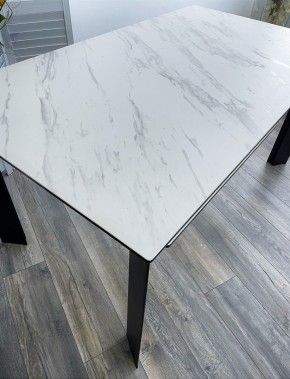 Стол CREMONA 180 KL-99 Белый мрамор матовый, итальянская керамика / черный каркас, ®DISAUR в Каменске-Уральском - kamensk-uralskiy.mebel24.online | фото 2