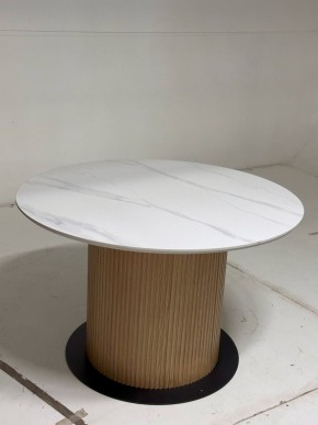Стол MESA D120 цвет БЕЛЫЙ МРАМОР M326 / Каркас OAK, ®DISAUR в Каменске-Уральском - kamensk-uralskiy.mebel24.online | фото 2