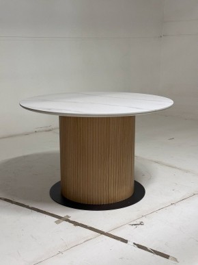 Стол MESA D120 цвет БЕЛЫЙ МРАМОР M326 / Каркас OAK, ®DISAUR в Каменске-Уральском - kamensk-uralskiy.mebel24.online | фото 3