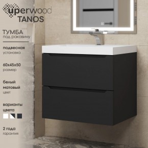 Тумба под раковину Uperwood Tanos 60 см, подвесная, черная матовая в Каменске-Уральском - kamensk-uralskiy.mebel24.online | фото 3