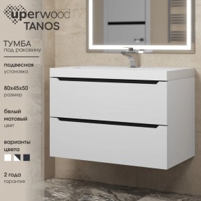 Тумба под раковину Uperwood Tanos 80 см, подвесная, белая/графит в Каменске-Уральском - kamensk-uralskiy.mebel24.online | фото 3