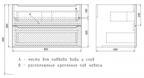 Тумба под раковину Uperwood Tanos 80 см, подвесная, белая/графит в Каменске-Уральском - kamensk-uralskiy.mebel24.online | фото 7