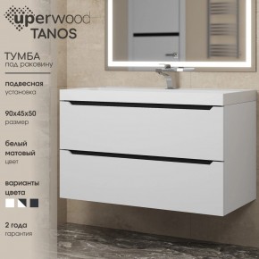 Тумба под раковину Uperwood Tanos 90 см, подвесная, белая/графит в Каменске-Уральском - kamensk-uralskiy.mebel24.online | фото 3